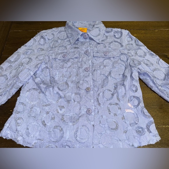 Ruby Rd. Blue Circular Pattern Lightweight Jacket size 8 - Picture 10 of 13